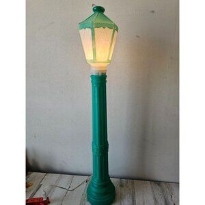Vintage empire green lamp post lantern candlestick blow mold Xmas lawn decor lig